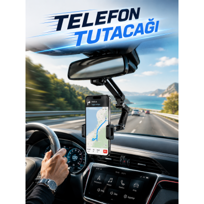 Dikiz Aynasına Monte Telefon Tutucu Katlanabilir Ayarlanabilir Araç İçi Telefon Standı