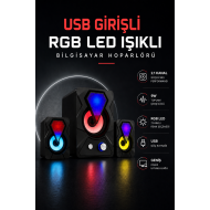 RGB LED AYDINLATMALI USB BİLGİSAYAR OYUN HOPARLÖRÜ