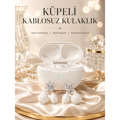 Yeni Nesil Küpeli Kablosuz Kulaklık Güçlü Bataryalı
