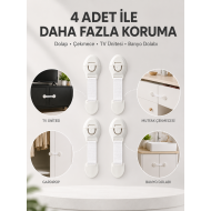 4'lü Çocuk Güvenlik Dolap ve Çekmece Kilidi