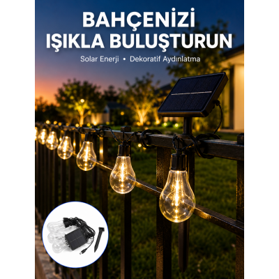 Solar LED Ampul Işık Dış Mekan Bahçe Pergola Balkon Dekoratif Aydınlatma