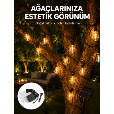 Solar Dekoratif LED Ampul Işık Bahçe Çit Balkon ve Veranda Süsleme Aydınlatması