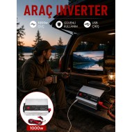 1000W Araç İnverter Aküden Elektrik Üreten Taşınabilir Güç Dönüştürücü