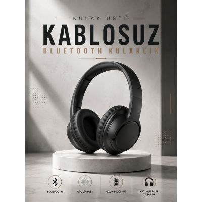 Kulak Üstü Kablosuz Bluetooth Kulaklık Yüksek Ses Kaliteli ANC Özelliği