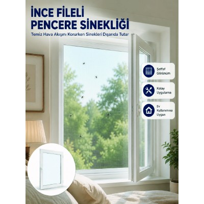 Tek Kanatlı Cırt Bantlı Pencere Sinekliği