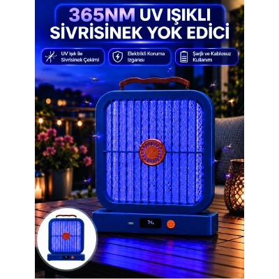 Şarjlı UV Işıklı Sinek Öldürücü Cihaz Mavi Elektrikli Sivrisinek Yok Edici
