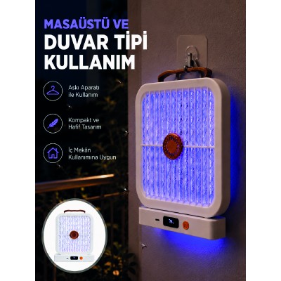 Şarjlı UV Işıklı Sinek Öldürücü Cihaz Beyaz Elektrikli Sivrisinek Yok Edici