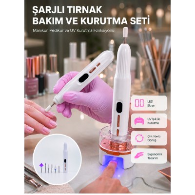 6 Değiştirilebilir Başlık ile Çok Amaçlı Tırnak Bakım Seti