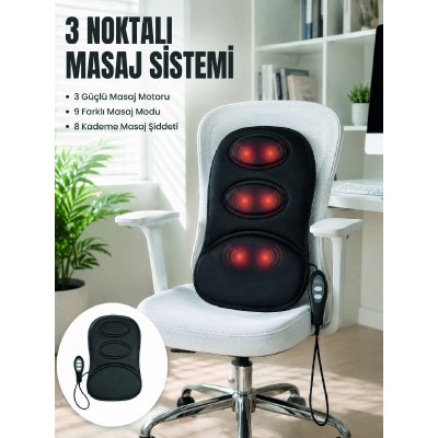 Titreşimli Masaj Koltuk Minderi Kademe Şiddet Ayarlı Isıtma Fonksiyonlu Masaj Pedi