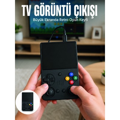 Retro Oyun Konsolu Çift Analog Joystick 64GB Hafızalı Taşınabilir El Konsolu