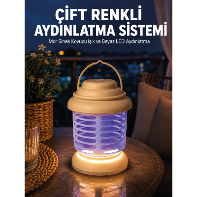 Çift Renkli LED Aydınlatmalı Taşınabilir Sinek Kovucu Lamba