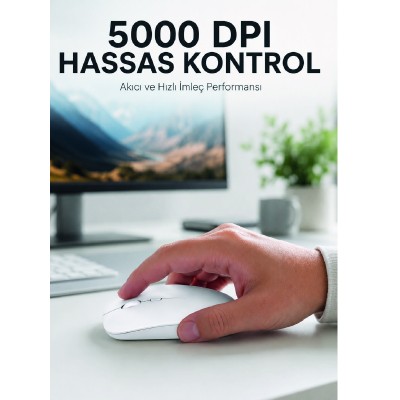 Kablosuz Bluetooth Oyuncu Mouse Sessiz Tıklama Ergonomik Wireless Fare