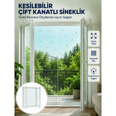 Kesilebilir Çift Kanatlı Pencere Sinekliği Dayanıklı File
