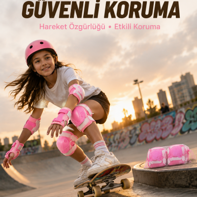 Pembe Çocuk Koruyucu Dizlik Dirseklik ve El Bilek Koruyucu