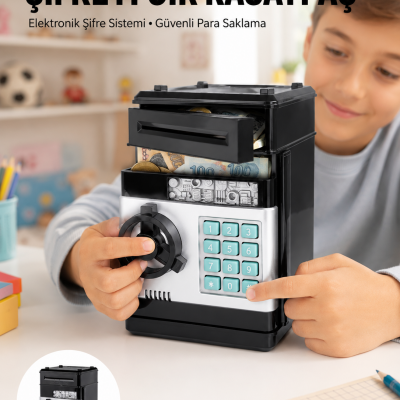 Işıklı Sesli Şifreli ATM Görünümlü Kasa Kumbara