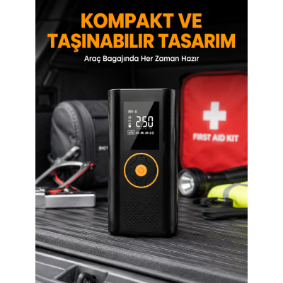 Dijital Göstergeli Taşınabilir Hava Kompresörü Güçlü Şişirme Performansı Yeni Nesil