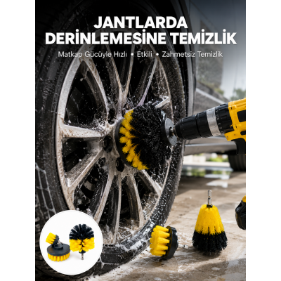 Derinlemesine Temizlik İçin Dayanıklı Kıllı Matkap Fırçası Başlığı