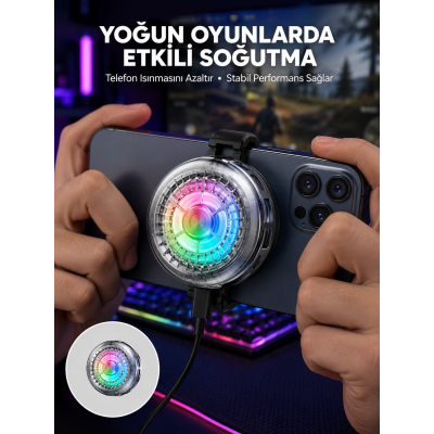 RGB LED Telefon Soğutucu Fan Yüksek Hızlı Soğutma Oyuncu Cooler Yeni Nesil