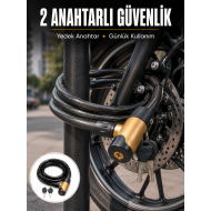 Motosiklet, Bisiklet ve Elektrikli Scooter İçin Ağır Hizmet Tipi Çelik Halat Kilidi