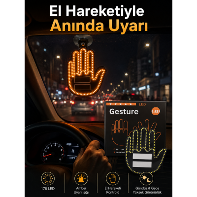 Pilli Led Işık Araç Camı İçin Uzaktan Kumandalı El Simgesi