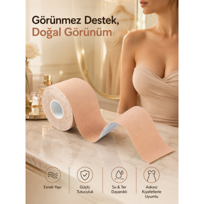 Toparlayıcı Göğüs Bandı Şekillendirici Ten Rengine Uygun Esnek Hassas Ciltlere Uygun