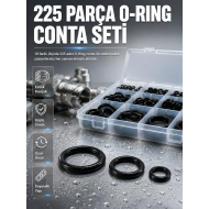 Organizer Kutulu O-Ring Conta Seti 225 Parça | Dayanıklı Kauçuk Sızdırmazlık Contaları