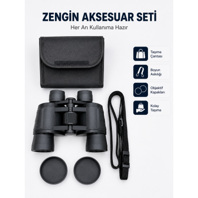 20x Büyütmeli Profesyonel Dürbün | HD Optik Lens Taşıma Çantalı ve Boyun Askılı