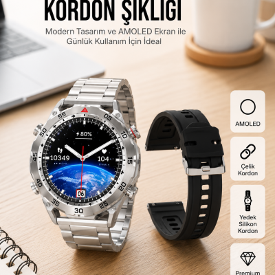 2025 Model Yuvarlak Ekran Android ve İOS Uyumlu GPS Takibi Yapabilen Akıllı Saat Yeni Nesil
