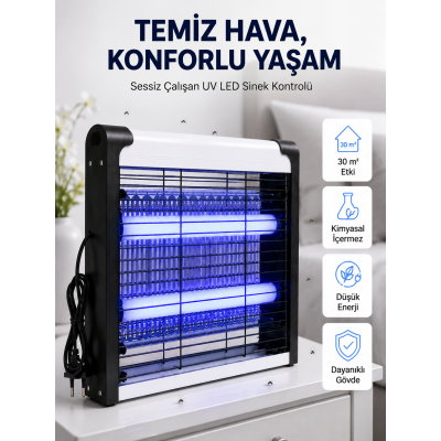 Elektrikli UV LED Sinek Öldürücü Sessiz Çalışan Etkili Böcek Tuzağı