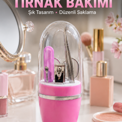 Taşınabilir Manikür Seti Pembe Tırnak Bakım ve Kişisel Bakım Kiti