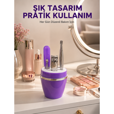 Mor Manikür Pedikür Seti Taşınabilir Kişisel Bakım Kiti