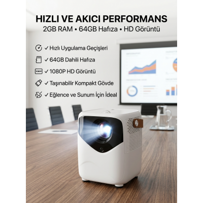 Yüksek HD Görünümlü Taşınabilir Projeksiyon Cihazı