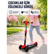 Çocuk Scooterı 3 Tekerlekli Denge Destekli Ayarlanabilir Gidonlu Çocuk Skuteri
