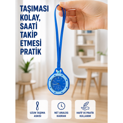 Askılı Analog Çanta Charmı Taşınabilir Saat ve Çanta Aksesuarı Mavi