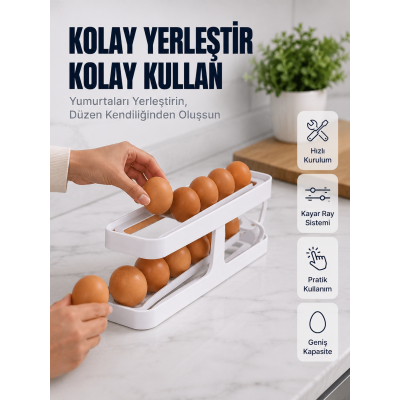 Yumurta Düzenleyici Organizer Buzdolabı İçin Yer Tasarruflu Saklama Rafı