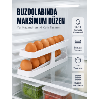 Buzdolabı Yumurtalık Organizer Geniş Kapasiteli Yumurta Düzenleyici Rafı