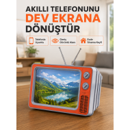 Retro TV Telefon Ekran Büyütücü 12'' HD Görüntü Büyütme Standlı Katlanabilir Telefon Tutucu