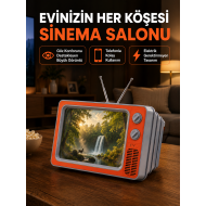 Telefon İçin 12 İnç Ekran Büyütücü Retro Televizyon Tasarımı HD Film İzleme Katlanabilir Stand