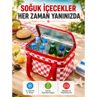 Alüminyum Folyo İç Yüzeyli Termos Çanta Kamp Plaj Market ve Piknik Çantası