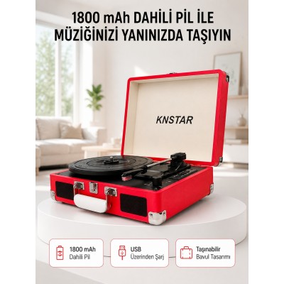 Retro Bavul Pikap Dahili Hoparlörlü AUX USB SD Kart ve Bluetooth Bağlantılı Taşınabilir Tasarım