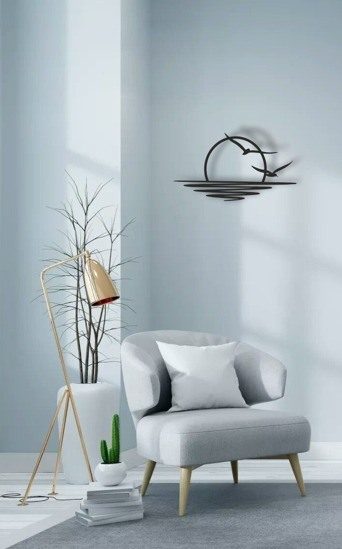 Lazer Kesim Metal Duvar Dekoru, Yakamoz 40 cm