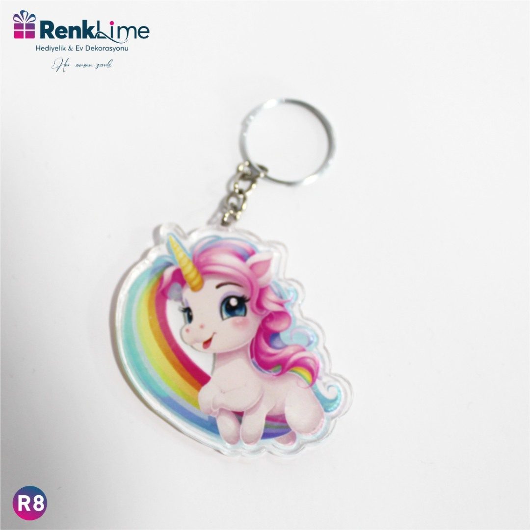 Anahtarlık Pleksi Kesim 3 mm Unicorn Temalı 10 lu