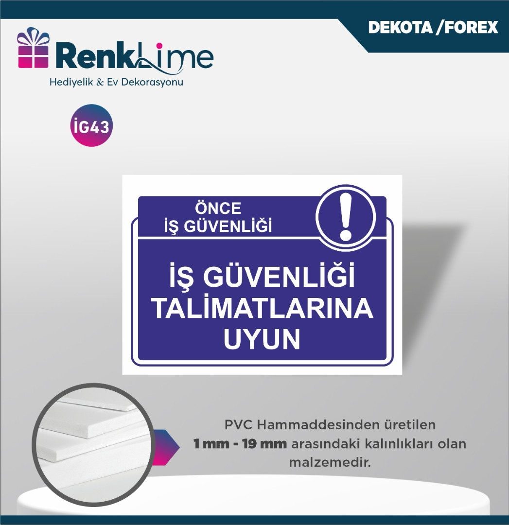 Uyarı İkaz Levhası - İş Güvenliği Talimatlarına Uyun