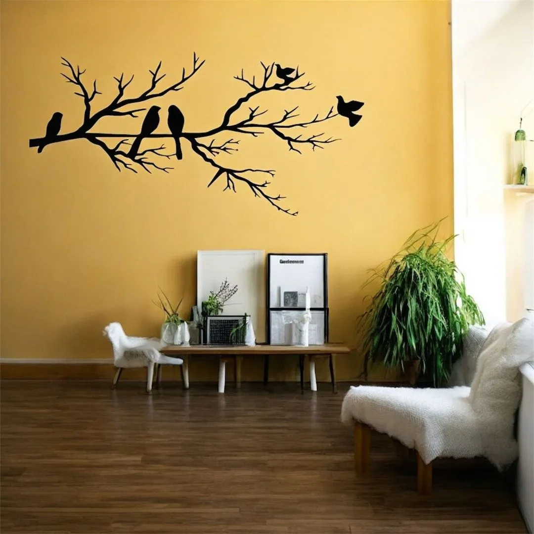 Lazer Kesim Metal Duvar Dekoru, Huzur ve kuşlar 40 cm