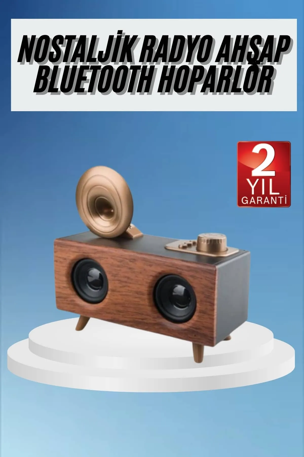 Gramafon Radyo Bluetooth Hoparlör Nostaljik Radyo FM Radyo