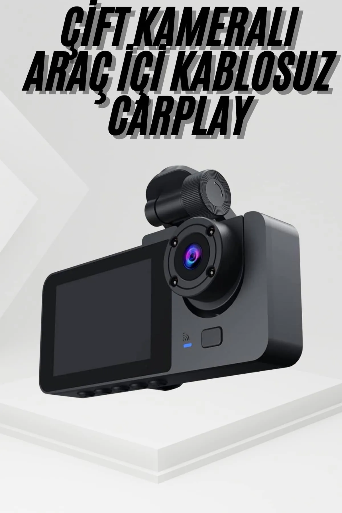3 Kameralı 2 İnç 1080P Araç İçi Kamera Sürüş Kamerası CarPlay