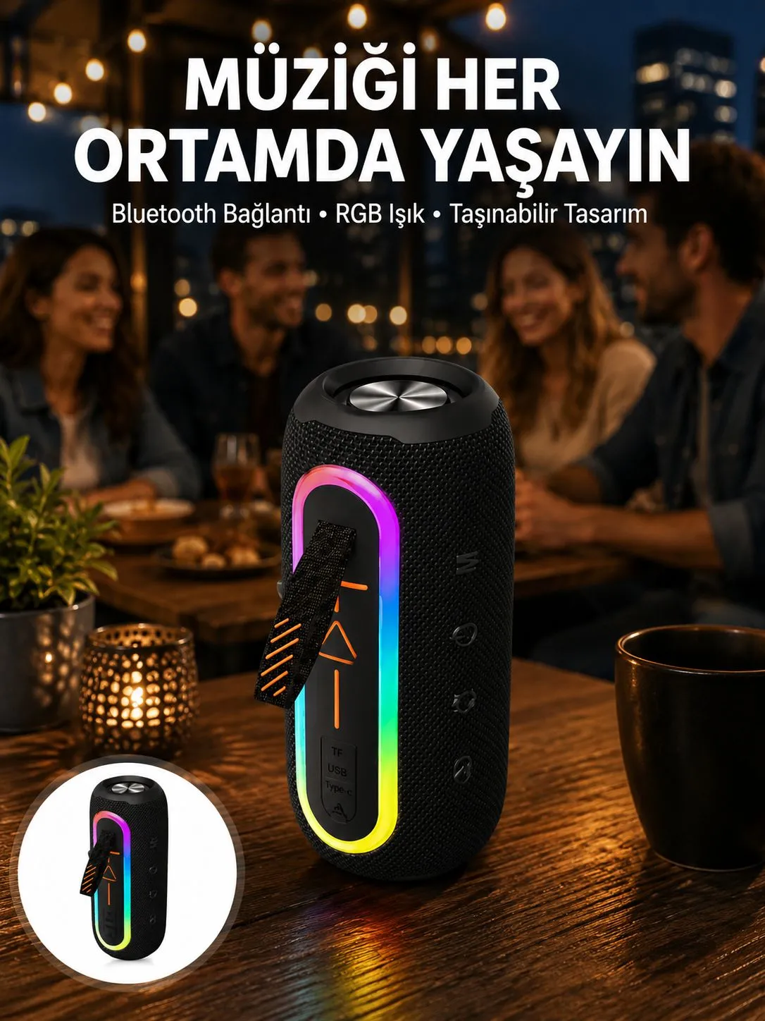 Bluetooth Hoparlör USB Şarjlı Uzun Pil Ömrü Android ve İOS Uyumlu Renkli