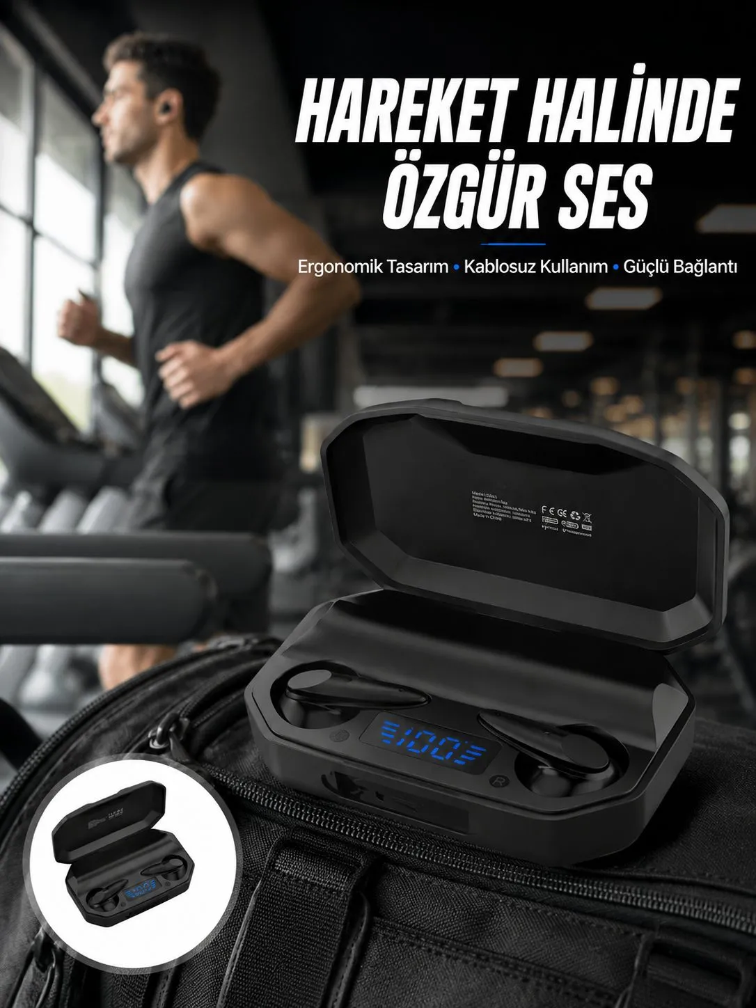 Rgb Işıklı Çift Mikrofonlu Siyah Profesyonel Oyuncu Kulaklığı Kablosuz Kulakiçi