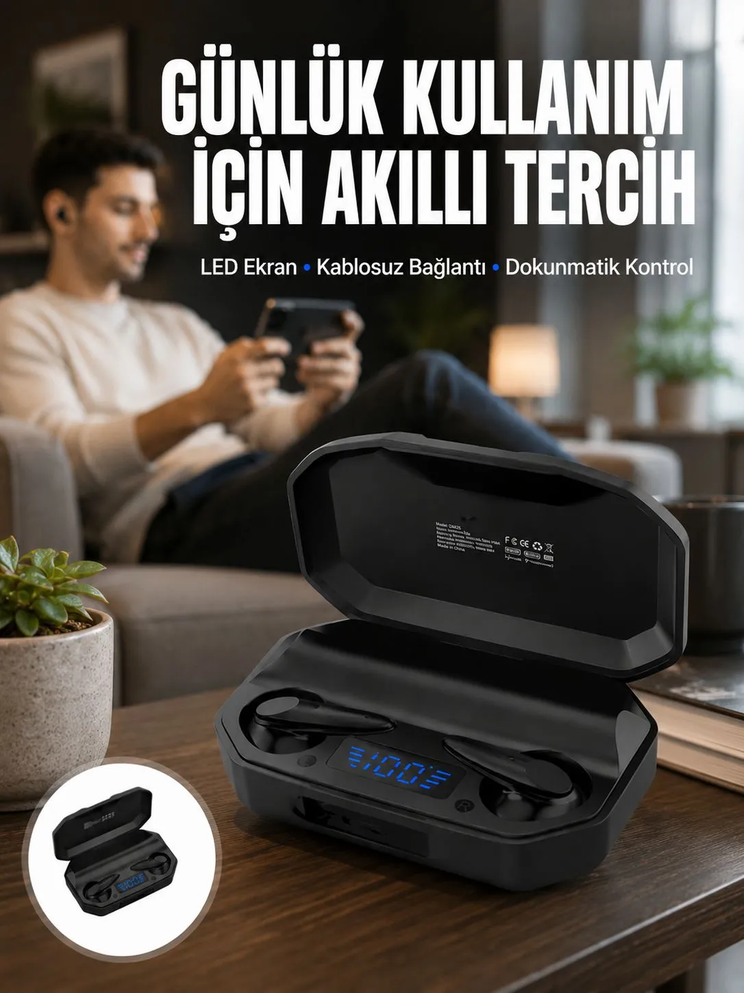 Kulak İçi Bluetooth Kulaklık Rgb Işıklı Çift Mikrofonlu iOS/Android Uyumlu BT 5.2