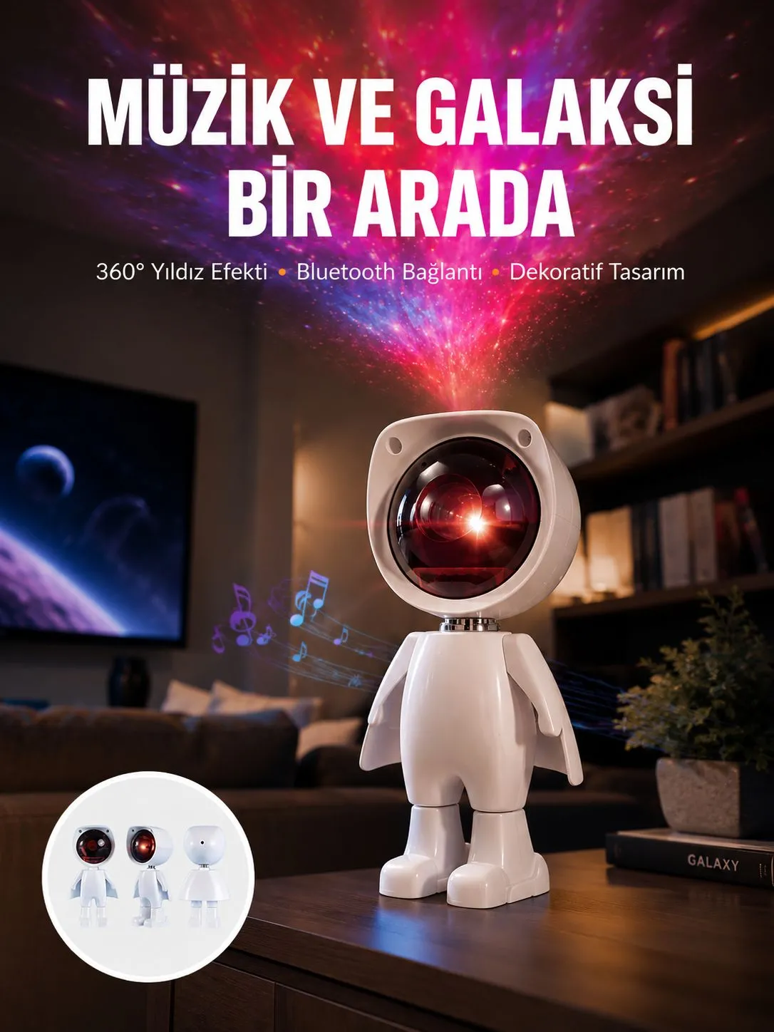 Gün Batımı Projektör Lamba Astronot Görünümlü Dekoratif Masa Lambası